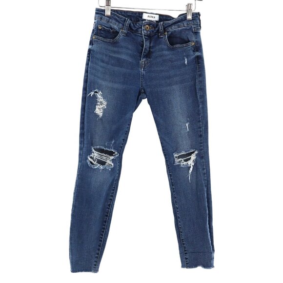 Pistola Distressed Skinny Jeans Womens 27 Blue Y2K Casual Edgy Grunge Rock Alt - Picture 1 of 7